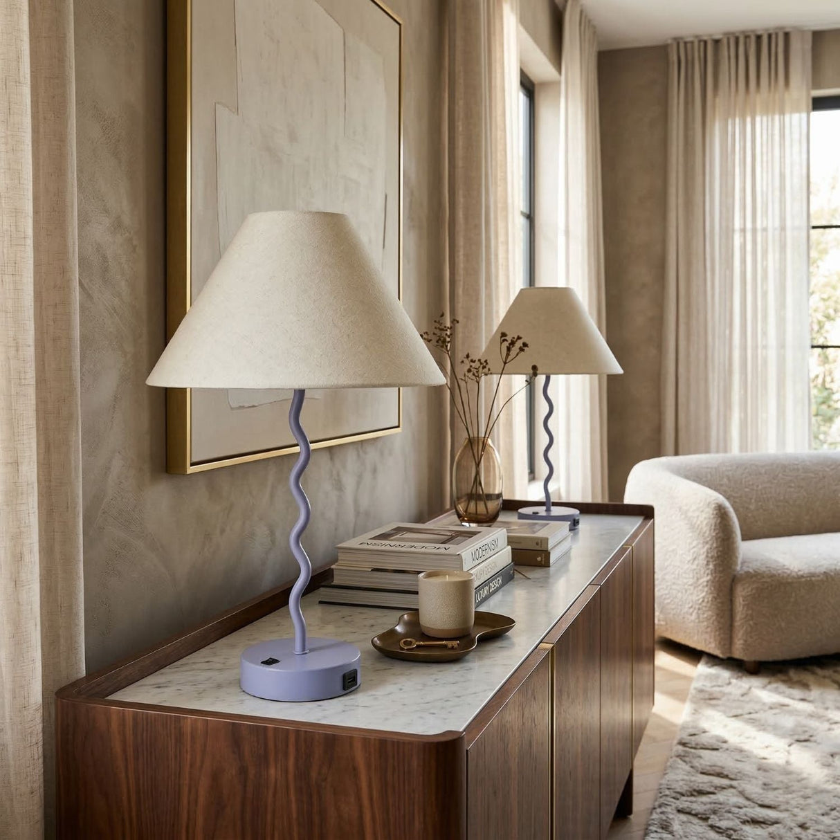 Modern European furniture - Wavy Iron Table Lamp Set (2) - www.oroa.com