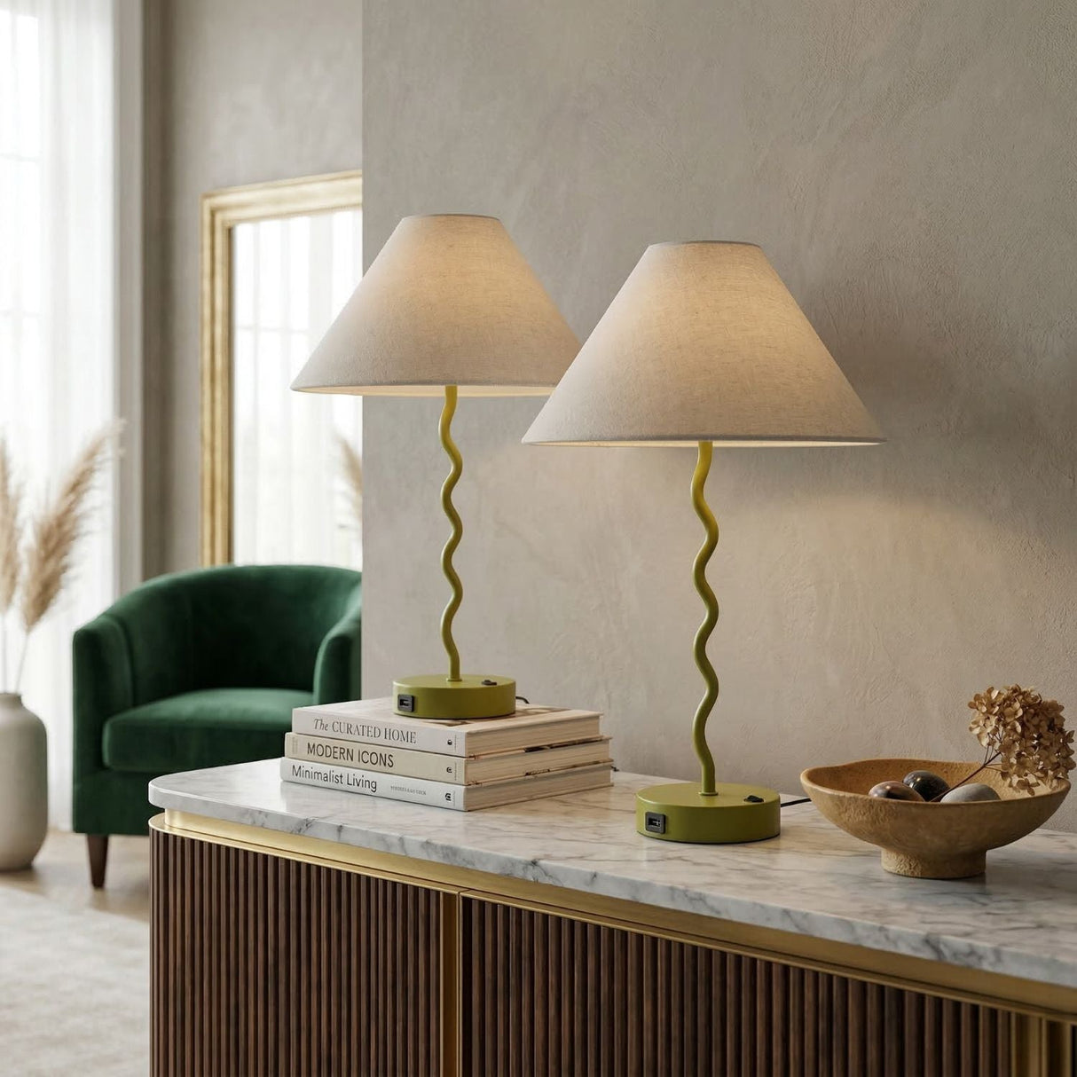 Modern European furniture - Wavy Iron Table Lamp Set (2) - www.oroa.com