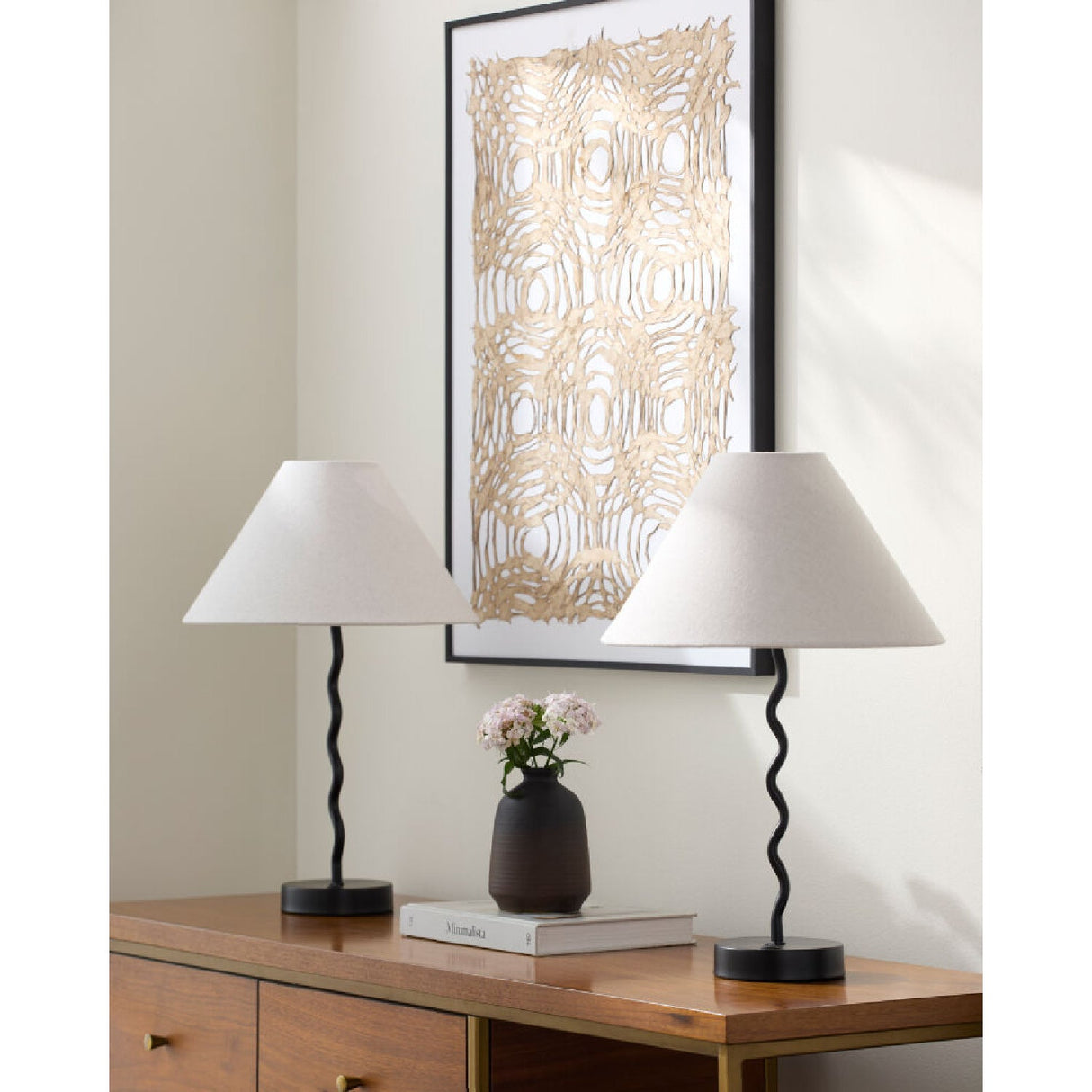 Modern European furniture - Wavy Iron Table Lamp Set (2) - www.oroa.com