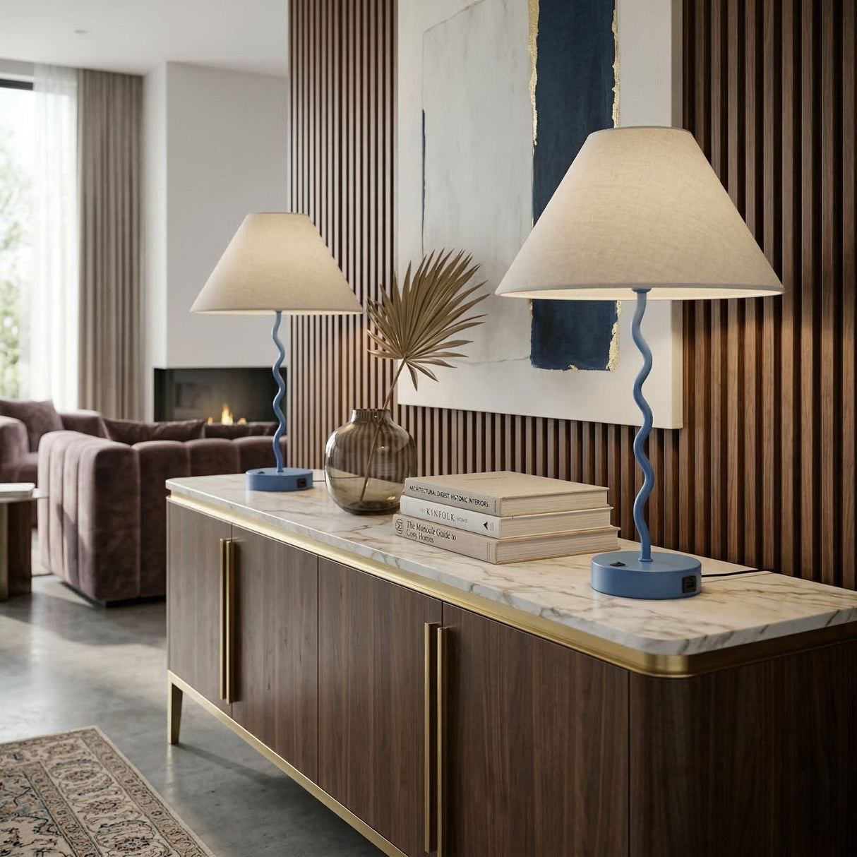 Modern European furniture - Wavy Iron Table Lamp Set (2) - www.oroa.com