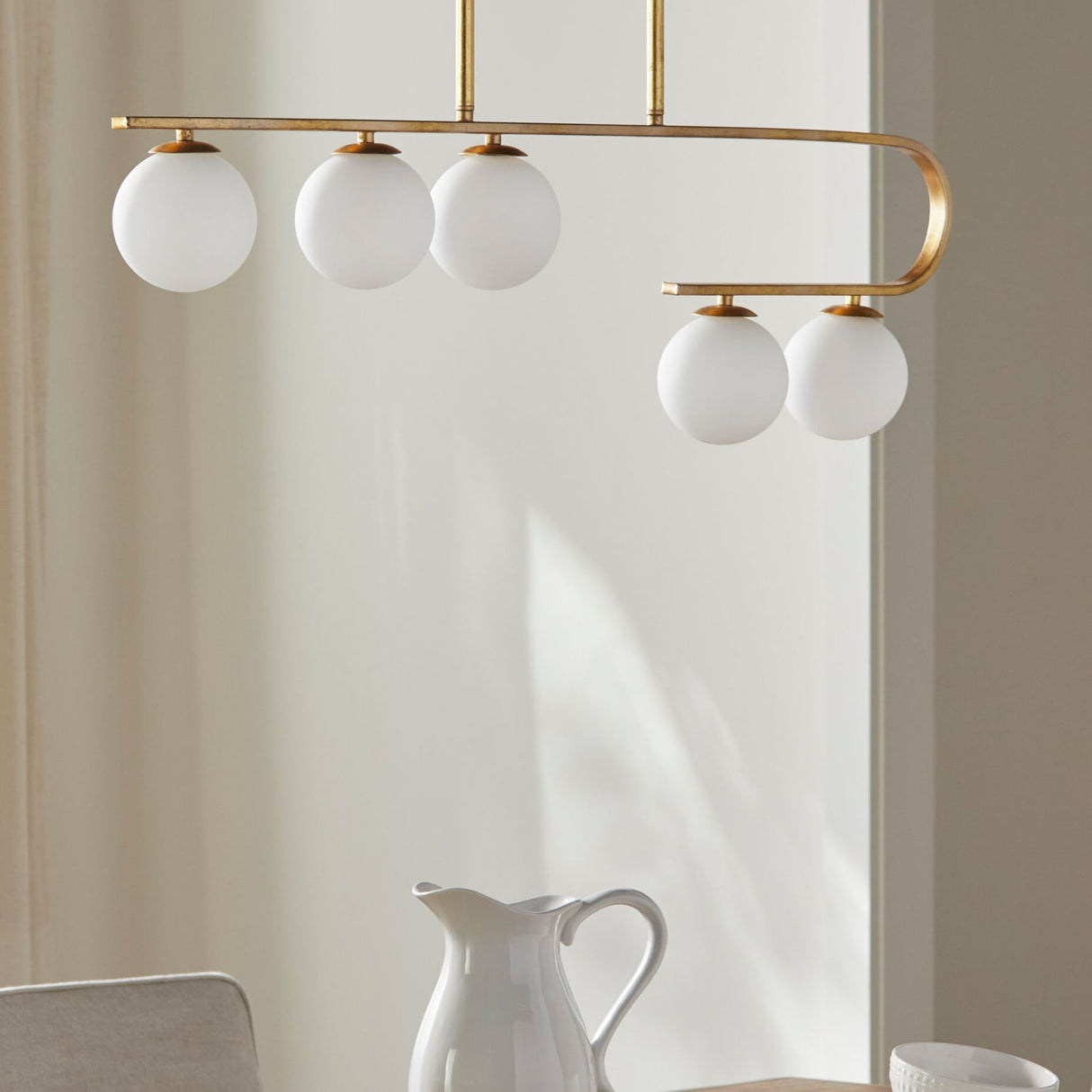 Modern European furniture - White Glass 5-Light Linear Chandelier - www.oroa.com