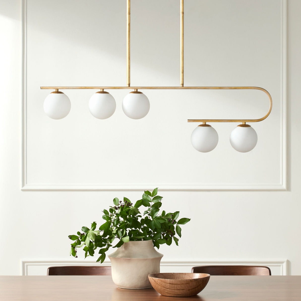 White Glass 5-Light Linear Chandelier | Oroa.com