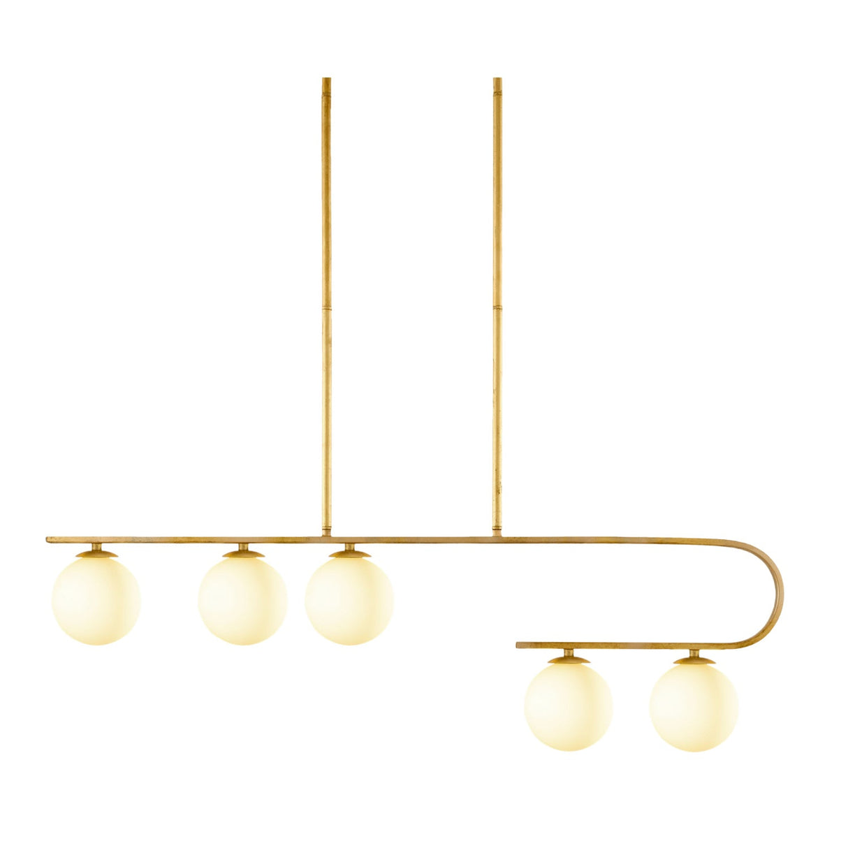 Modern European furniture - White Glass 5-Light Linear Chandelier - www.oroa.com