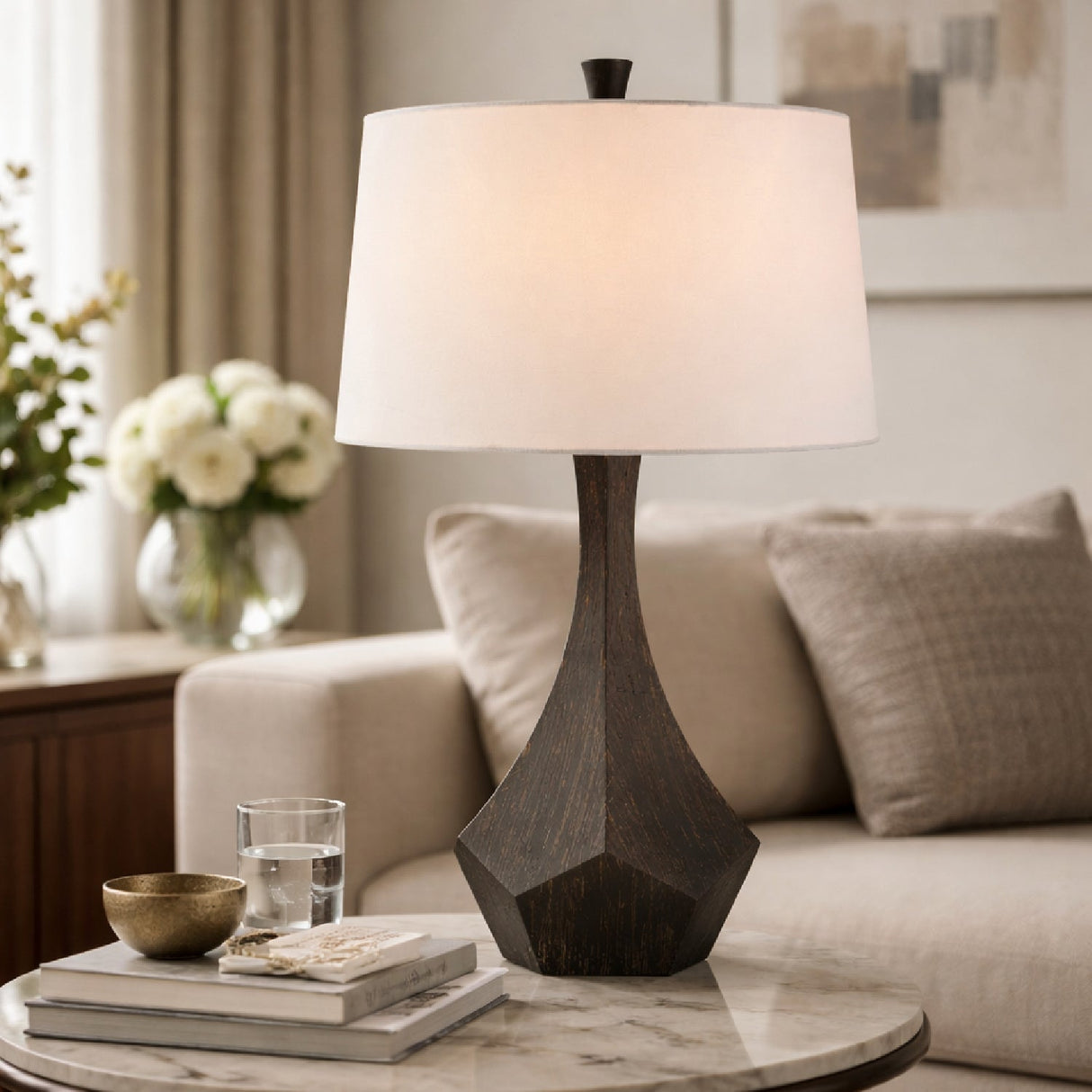 Modern European furniture - Gray Faceted Accent Table Lamp - www.oroa.com