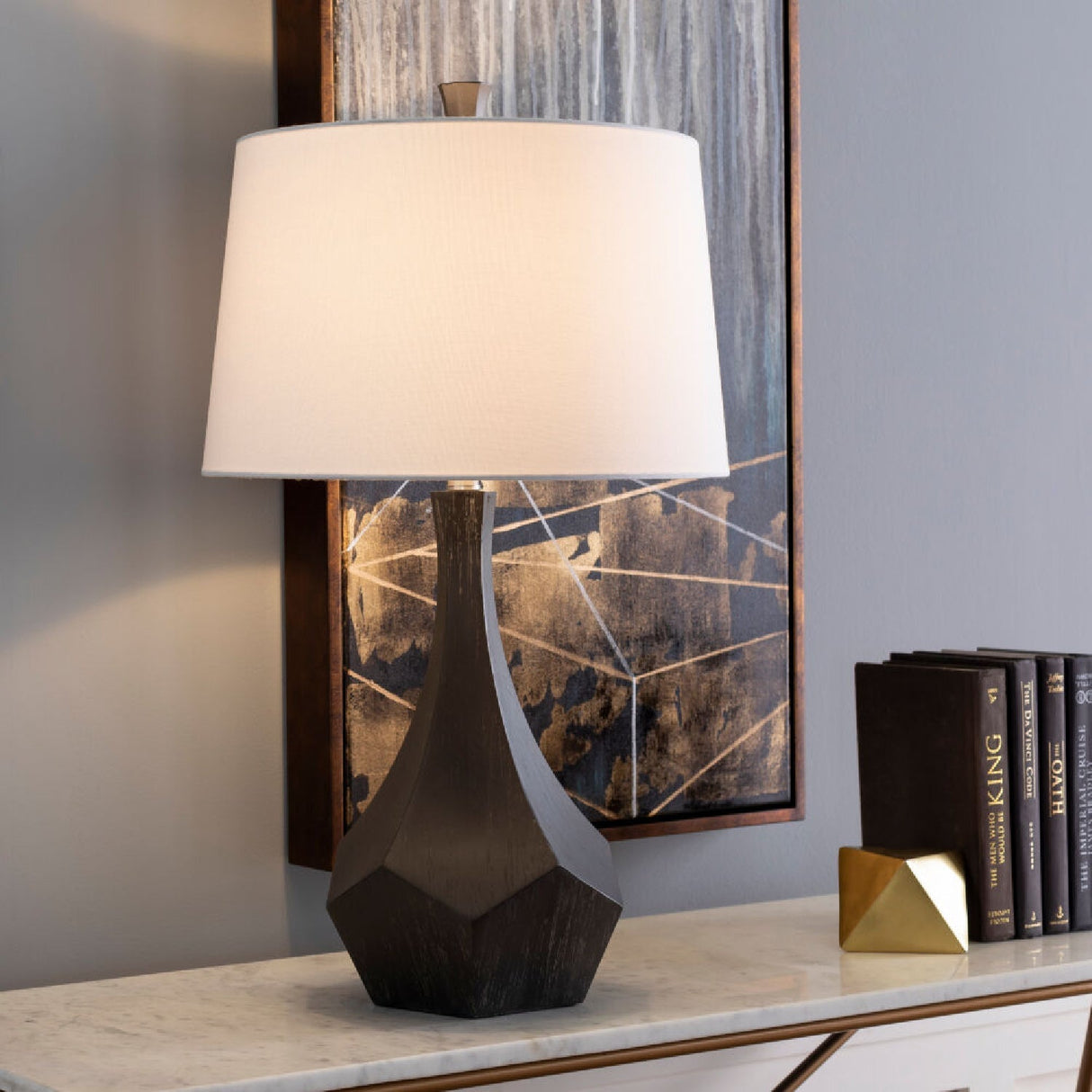 Modern European furniture - Gray Faceted Accent Table Lamp - www.oroa.com