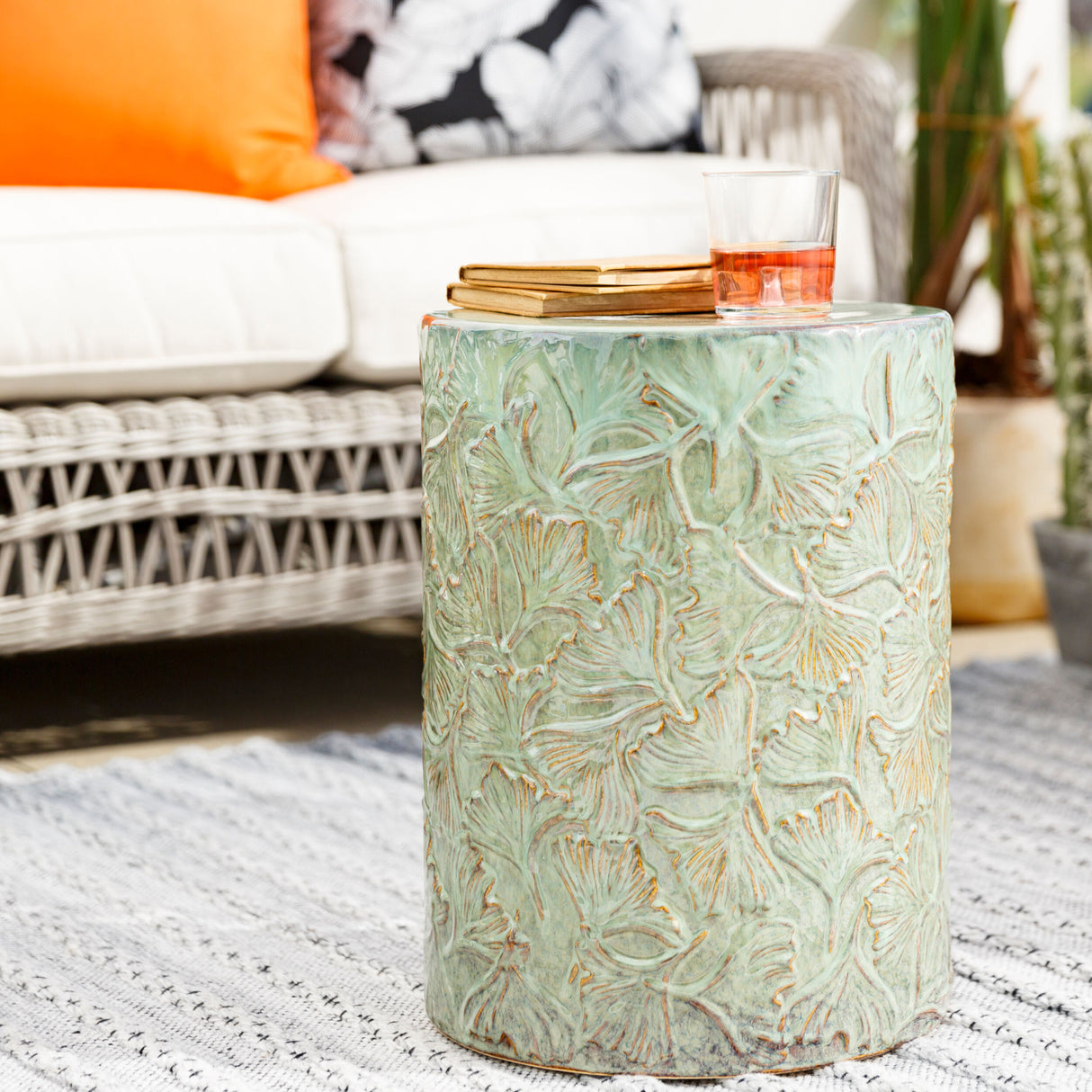 Modern European furniture - Carved Ceramic Garden Stool - www.oroa.com