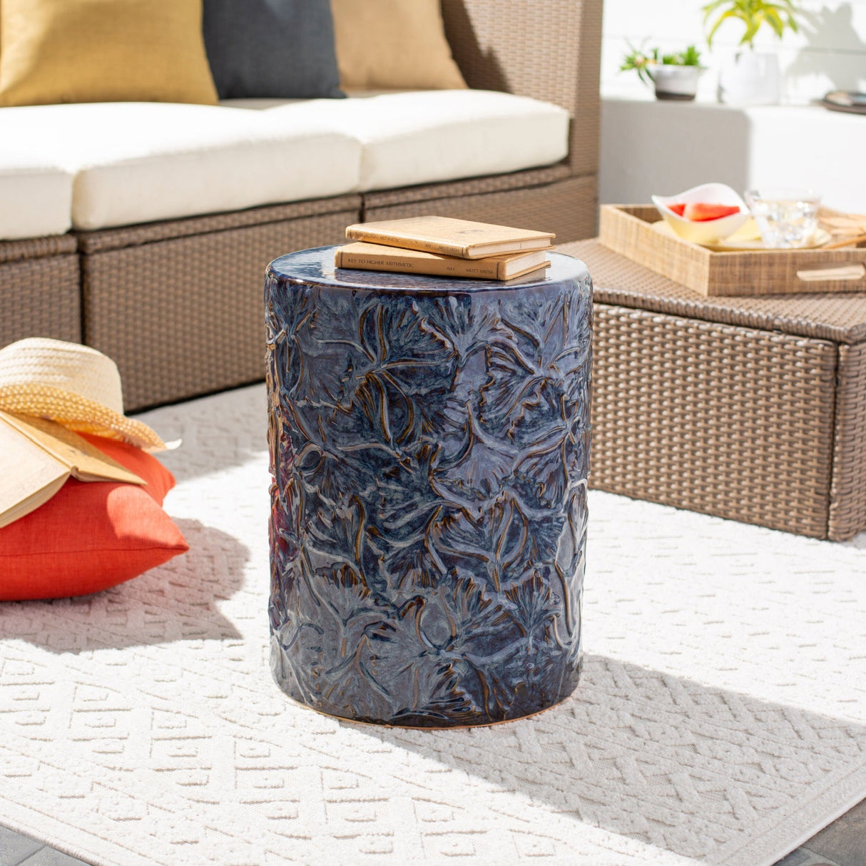 Modern European furniture - Carved Ceramic Garden Stool - www.oroa.com