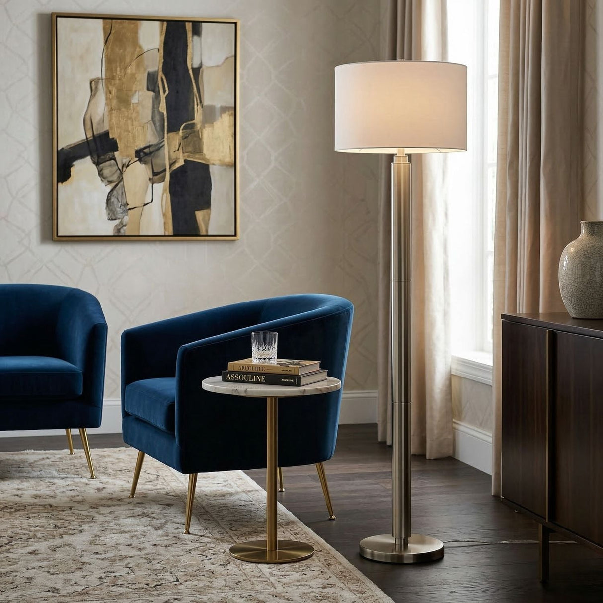 Modern European furniture - Metallic Finish Accent Floor Lamp - www.oroa.com