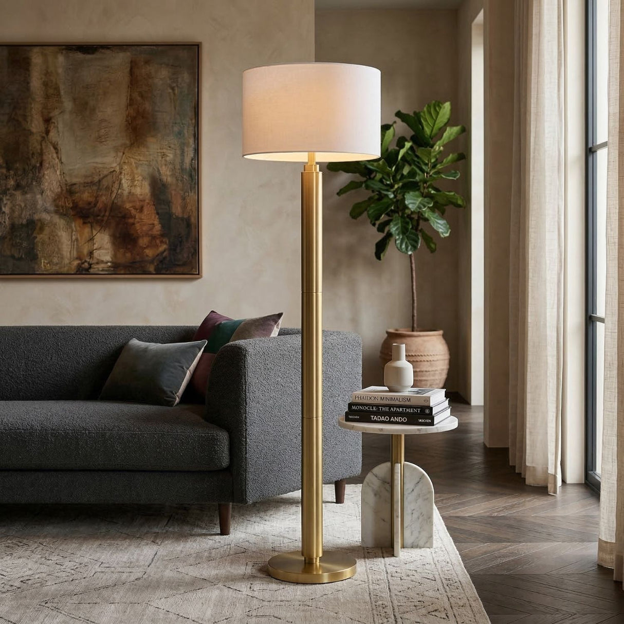 Modern European furniture - Metallic Finish Accent Floor Lamp - www.oroa.com