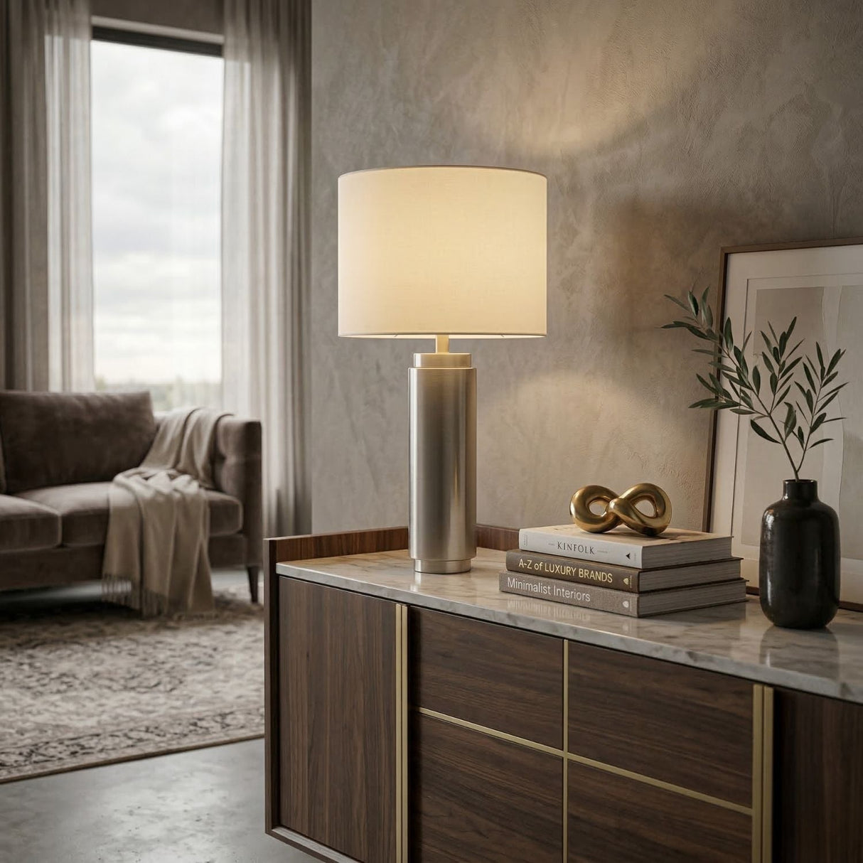 Modern European furniture - Metallic Finish Accent Table Lamp - www.oroa.com