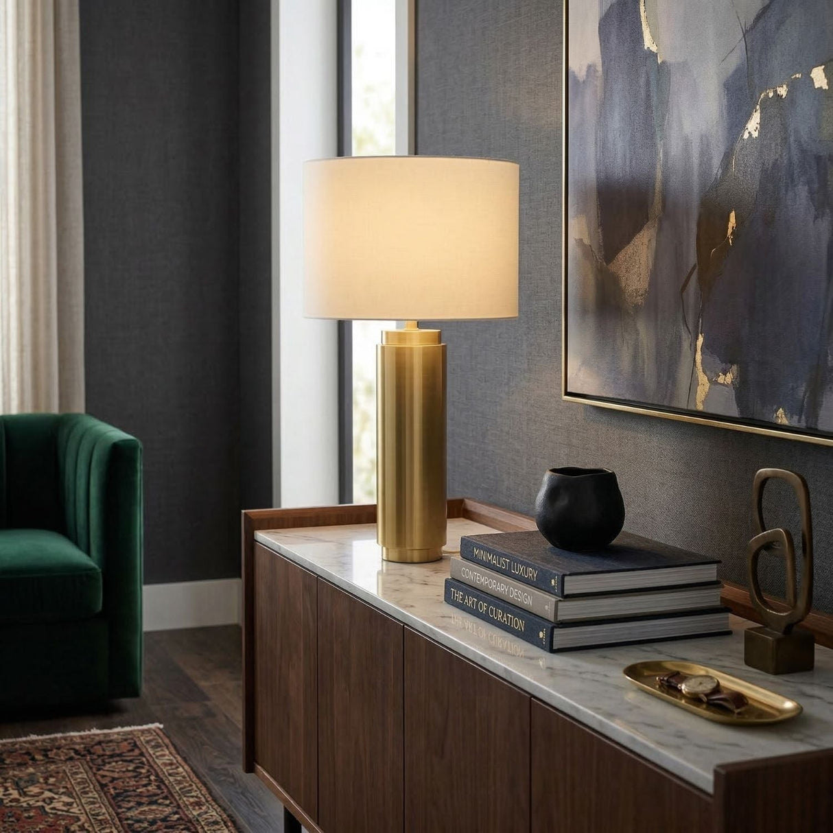 Modern European furniture - Metallic Finish Accent Table Lamp - www.oroa.com