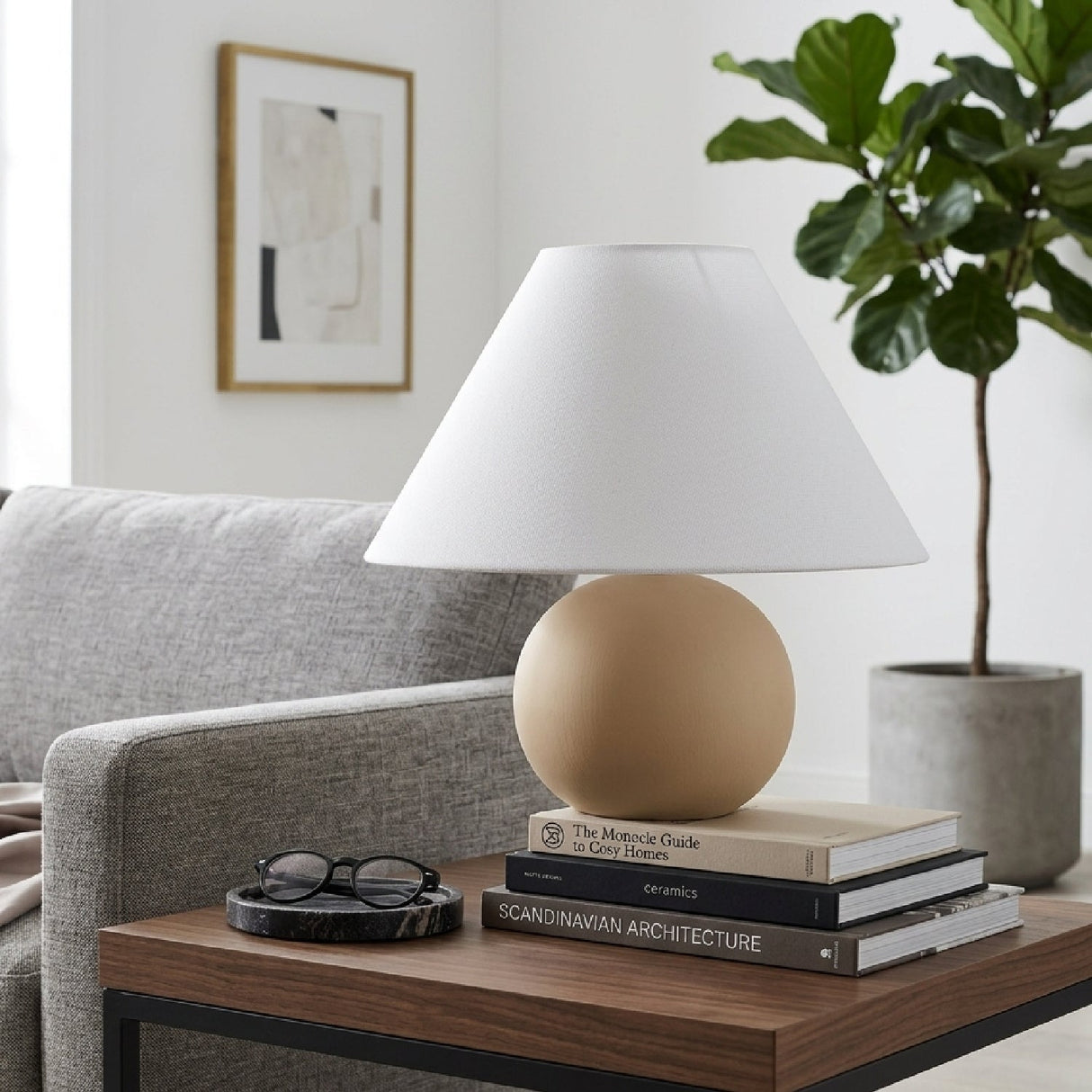 Modern European furniture - Round Ceramic Accent Table Lamp - www.oroa.com