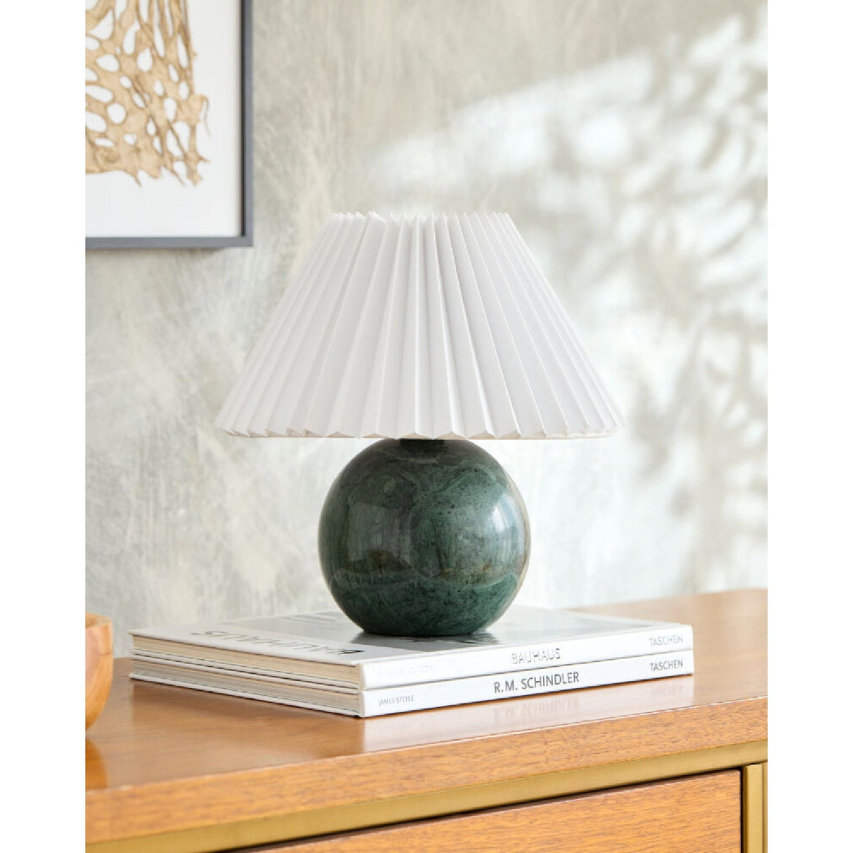 Modern European furniture - Pleated Linen Travertine Table Lamp - www.oroa.com