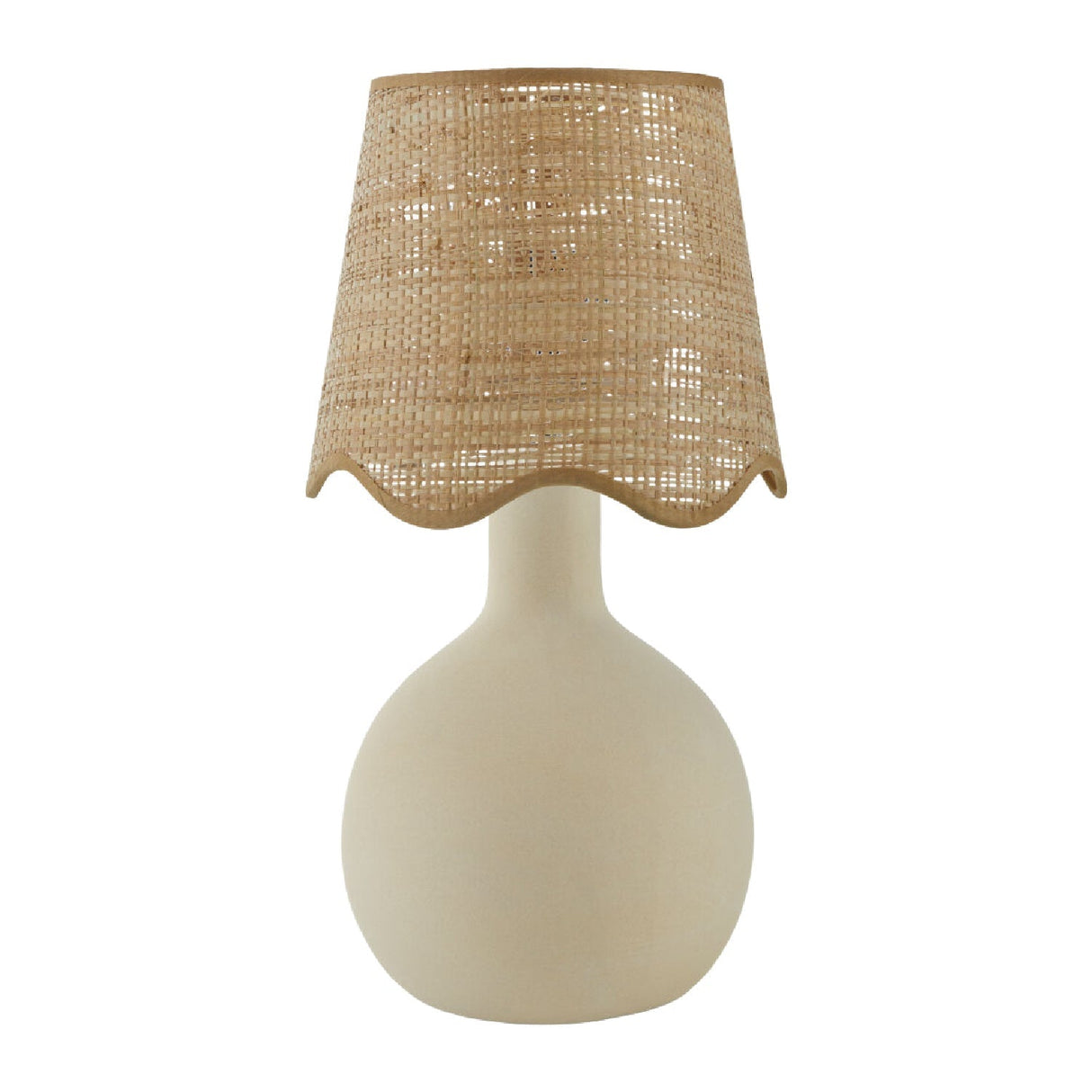Modern European furniture - Wavy-Edge Rattan Ceramic Table Lamp - www.oroa.com