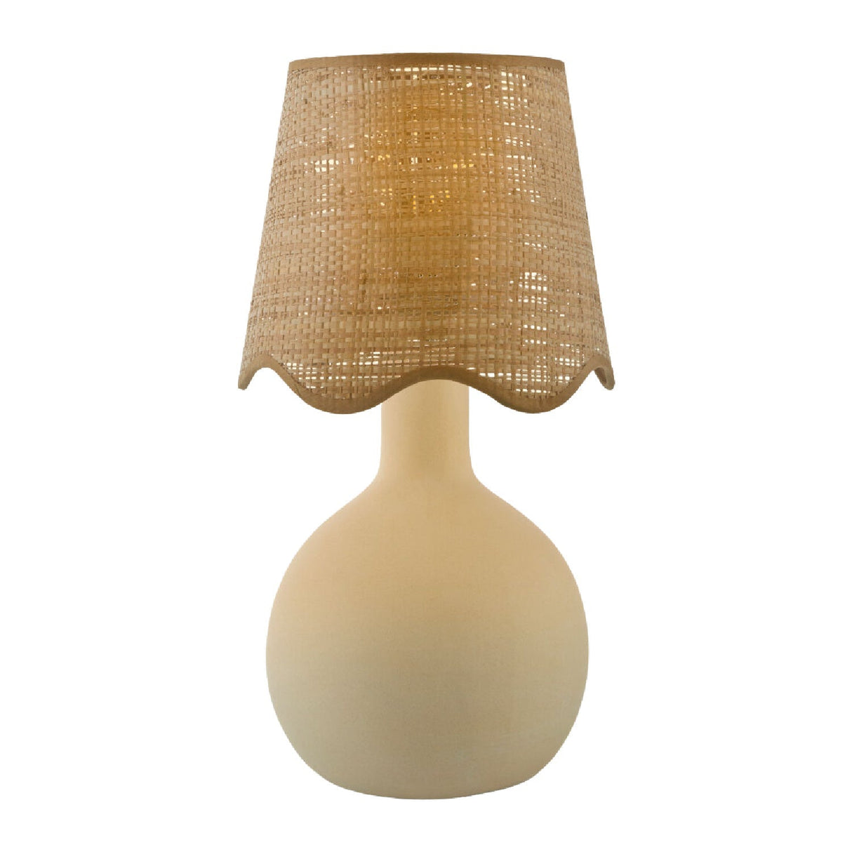 Modern European furniture - Wavy-Edge Rattan Ceramic Table Lamp - www.oroa.com