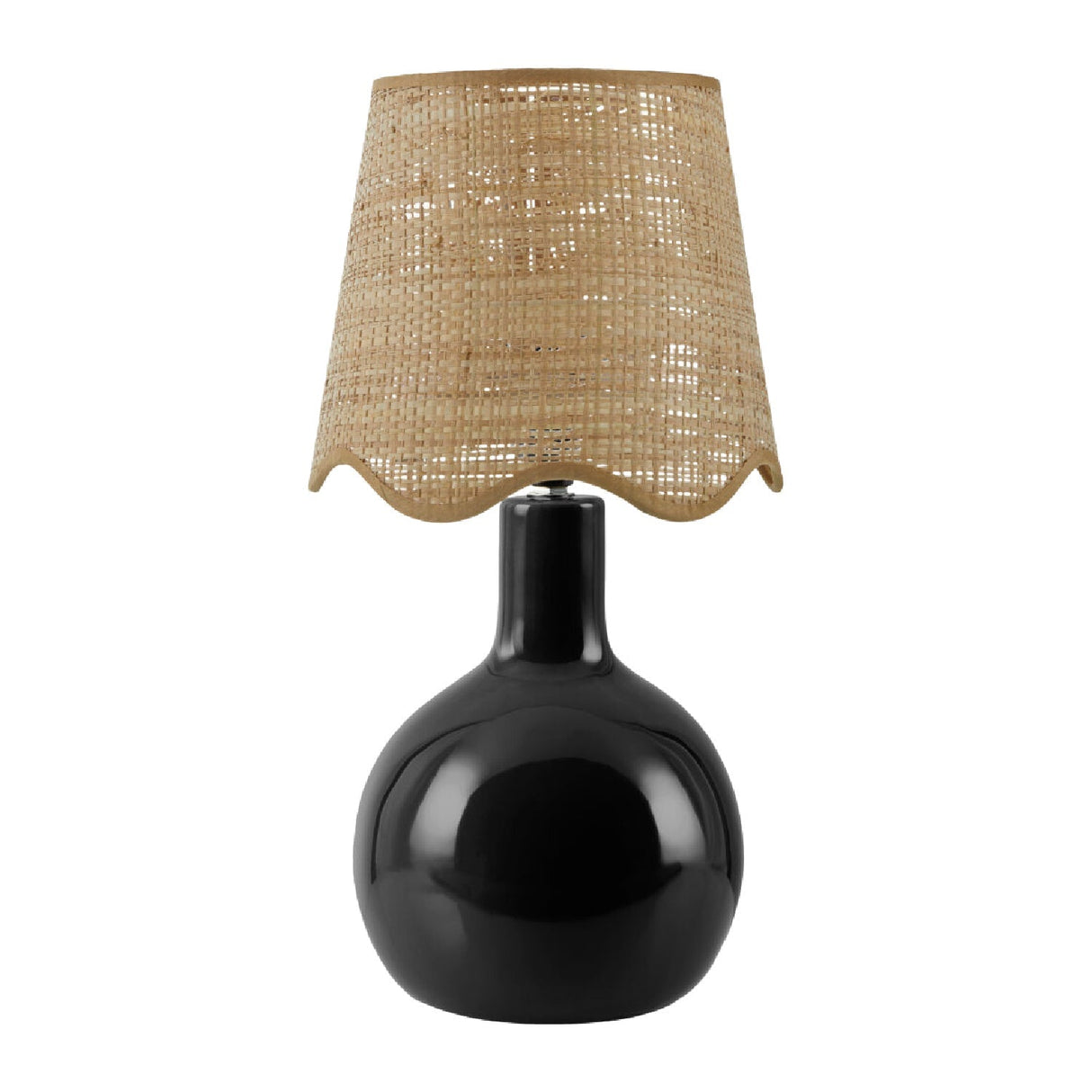Modern European furniture - Wavy-Edge Rattan Ceramic Table Lamp - www.oroa.com