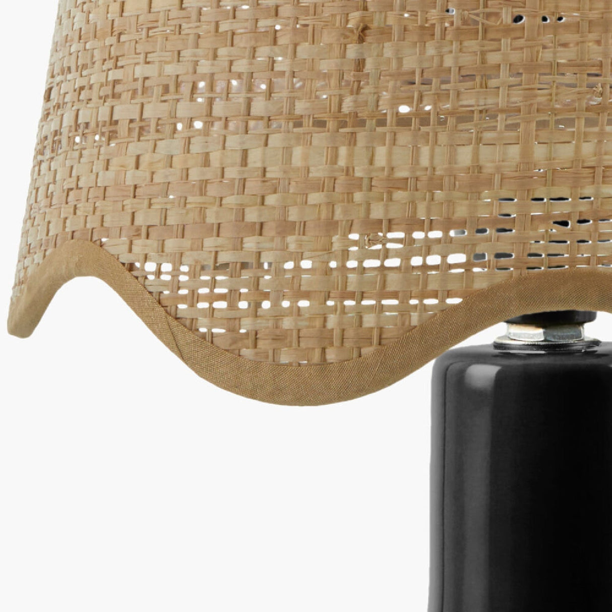 Modern European furniture - Wavy-Edge Rattan Ceramic Table Lamp - www.oroa.com