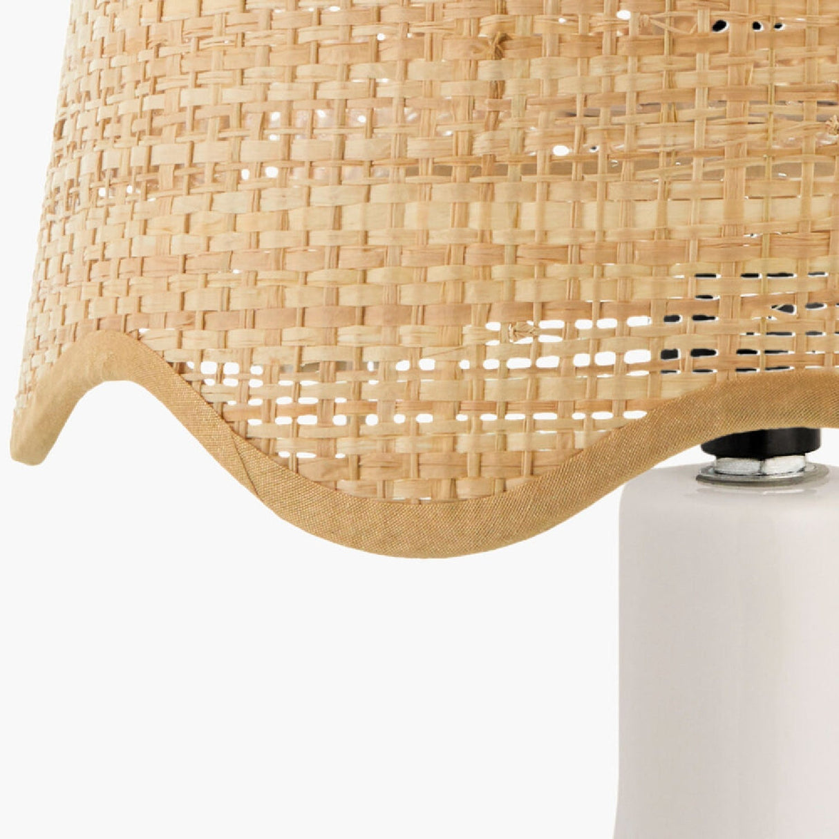 Modern European furniture - Wavy-Edge Rattan Ceramic Table Lamp - www.oroa.com
