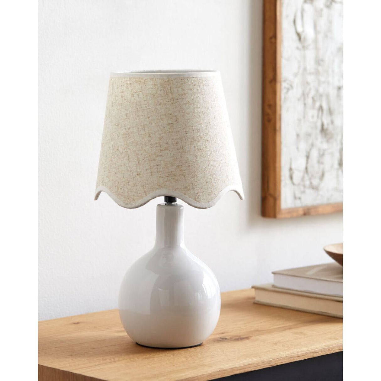Modern European furniture - Wavy-Edge Rattan Ceramic Table Lamp - www.oroa.com