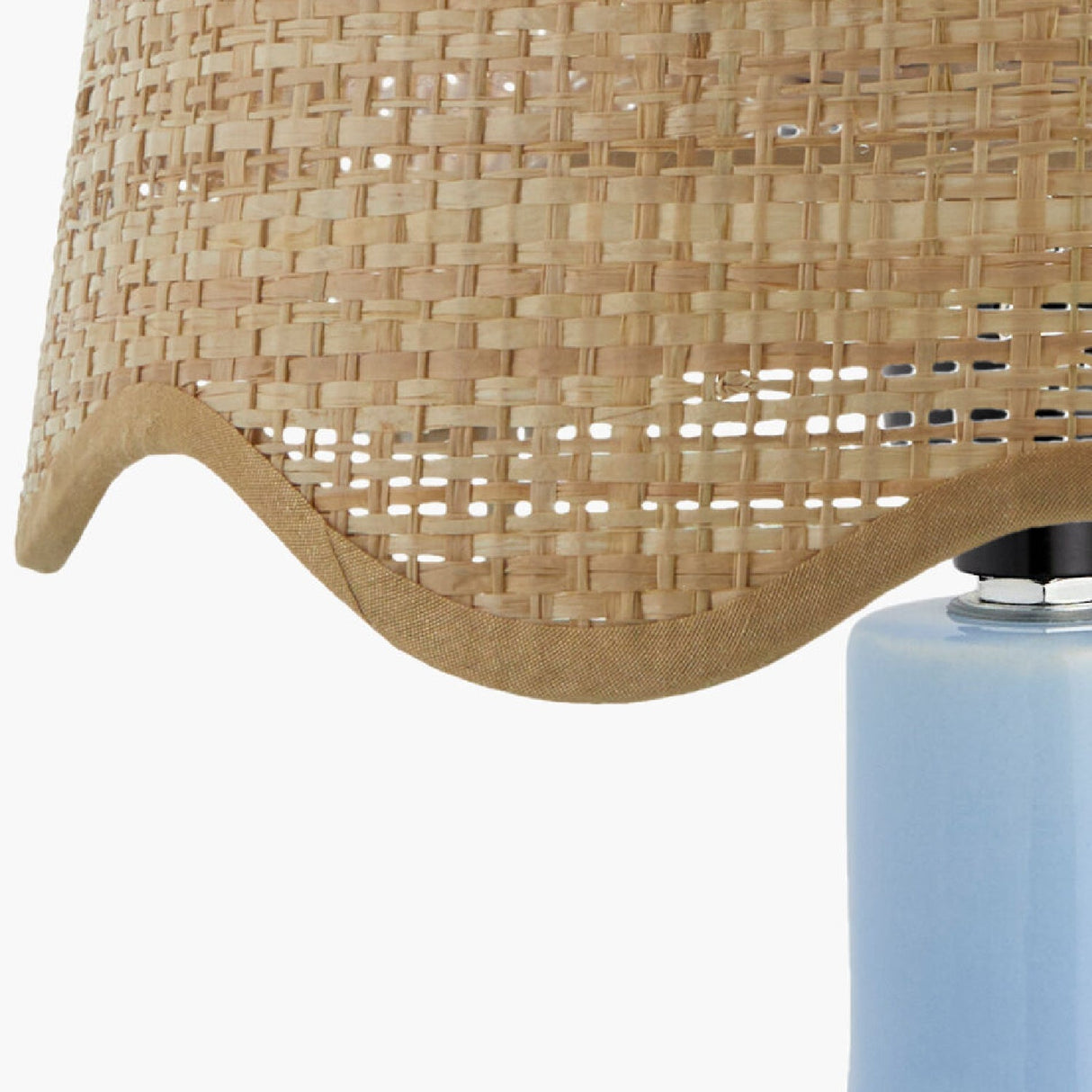 Modern European furniture - Wavy-Edge Rattan Ceramic Table Lamp - www.oroa.com