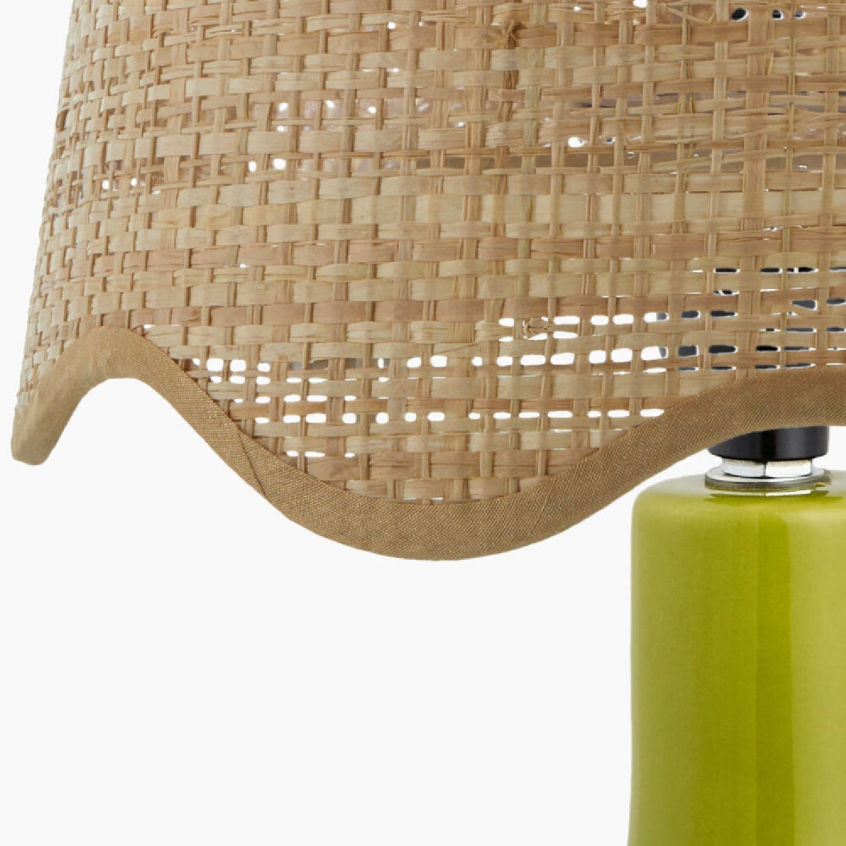 Modern European furniture - Wavy-Edge Rattan Ceramic Table Lamp - www.oroa.com
