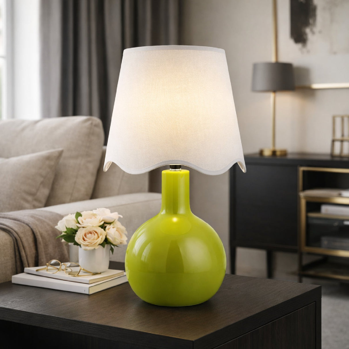 Modern European furniture - Wavy-Edge Rattan Ceramic Table Lamp - www.oroa.com