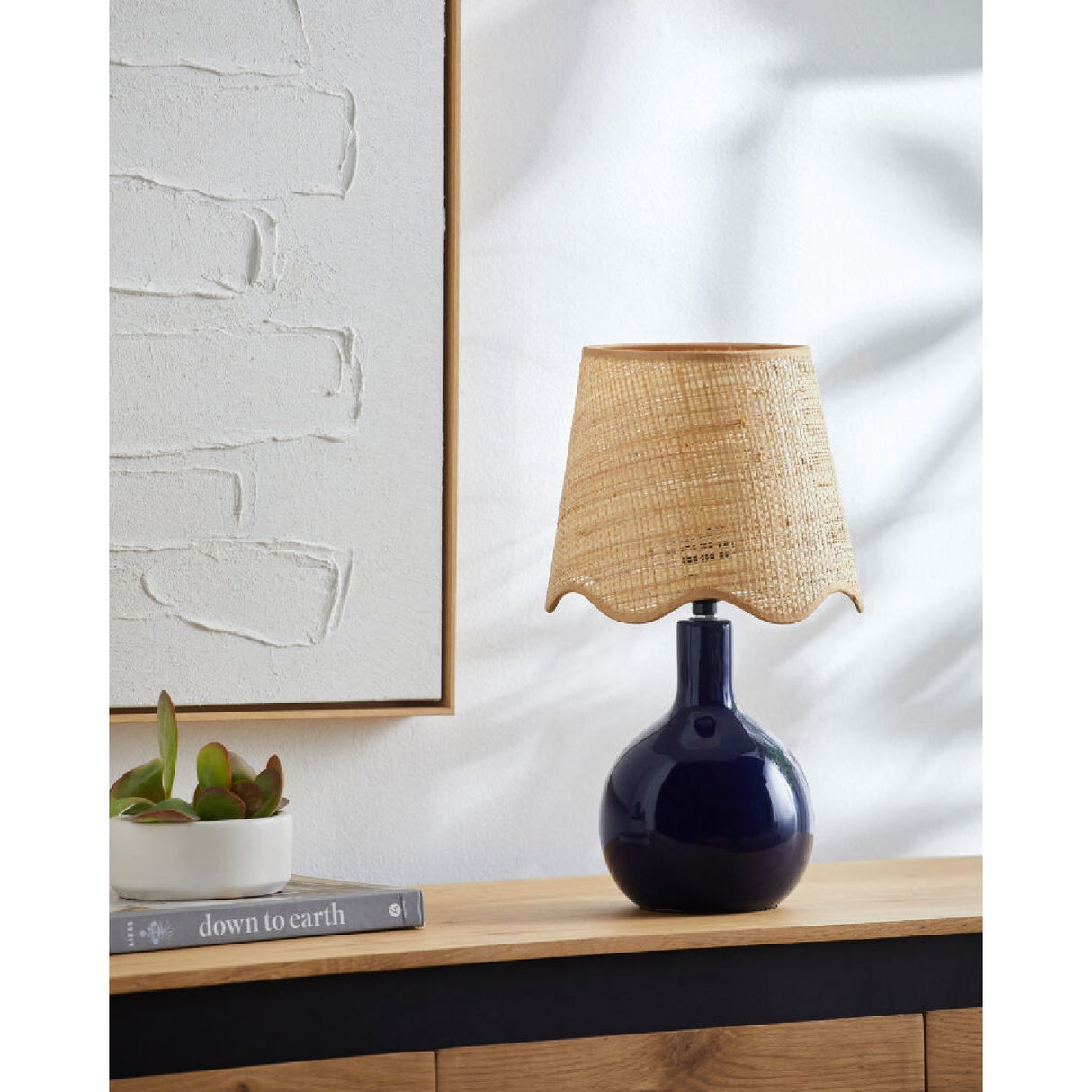 Modern European furniture - Wavy-Edge Rattan Ceramic Table Lamp - www.oroa.com