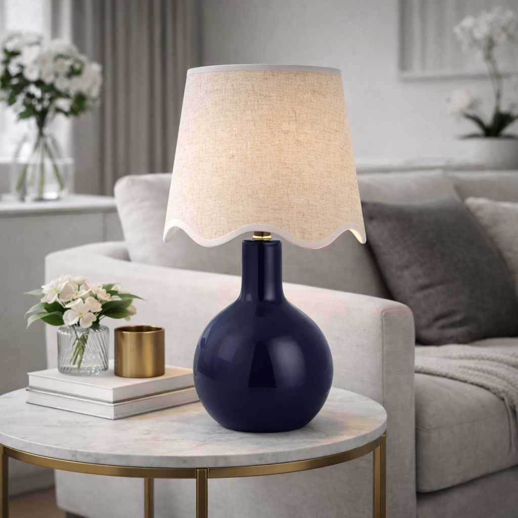 Modern European furniture - Wavy-Edge Rattan Ceramic Table Lamp - www.oroa.com