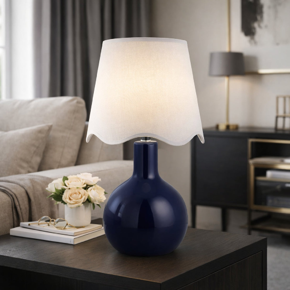 Modern European furniture - Wavy-Edge Rattan Ceramic Table Lamp - www.oroa.com