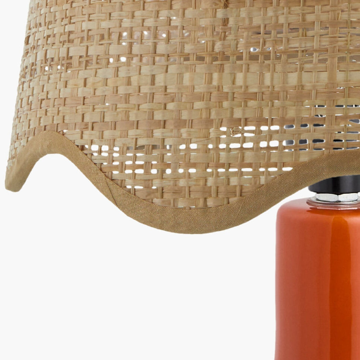 Modern European furniture - Wavy-Edge Rattan Ceramic Table Lamp - www.oroa.com