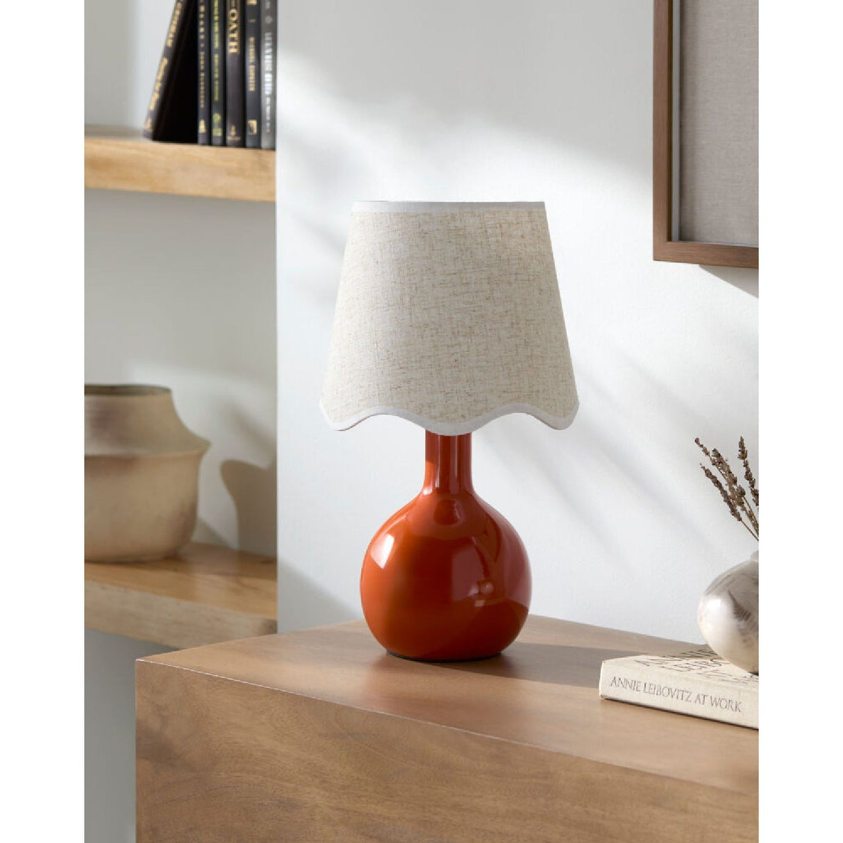 Modern European furniture - Wavy-Edge Rattan Ceramic Table Lamp - www.oroa.com