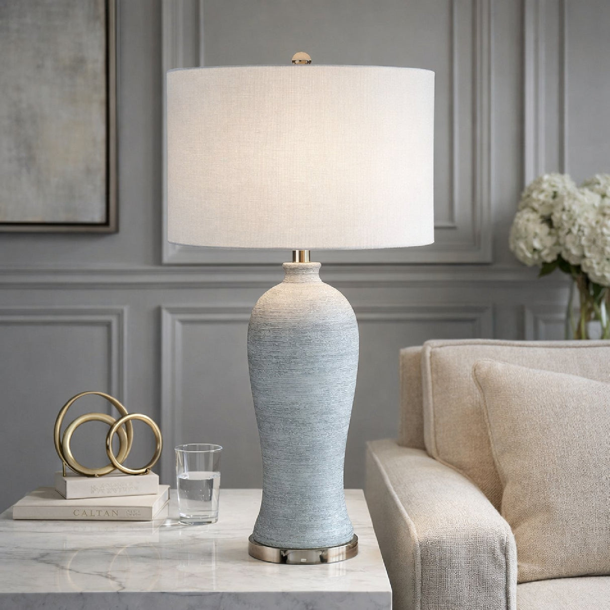 Modern European furniture - Gray Concrete Accent Table Lamp - www.oroa.com