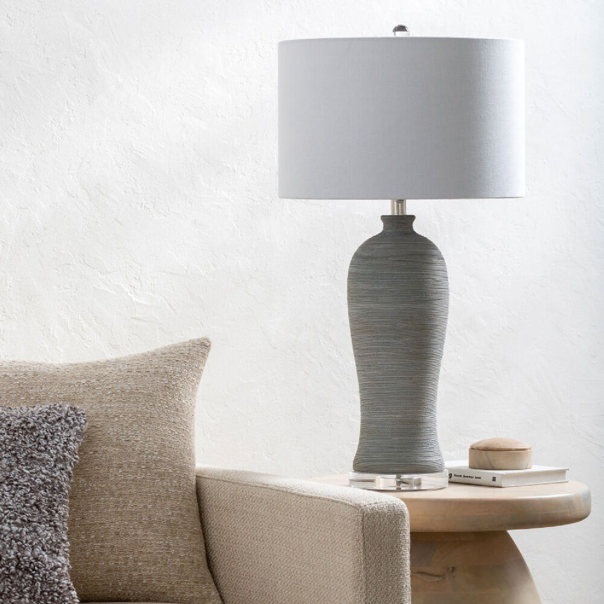 Modern European furniture - Gray Concrete Accent Table Lamp - www.oroa.com