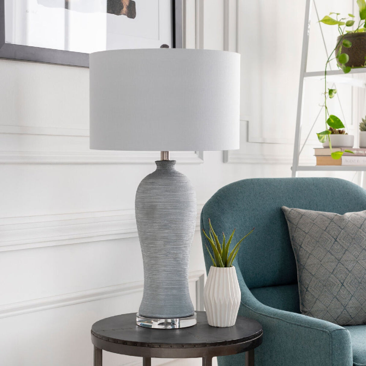 Modern European furniture - Gray Concrete Accent Table Lamp - www.oroa.com