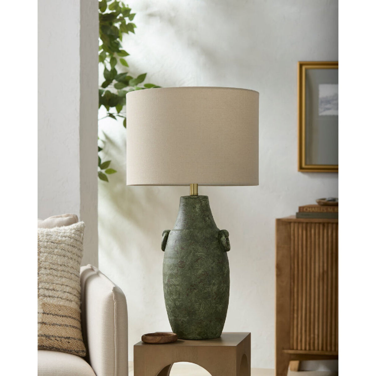 Modern European furniture - Handpainted Green Ceramic Table Lamp - www.oroa.com