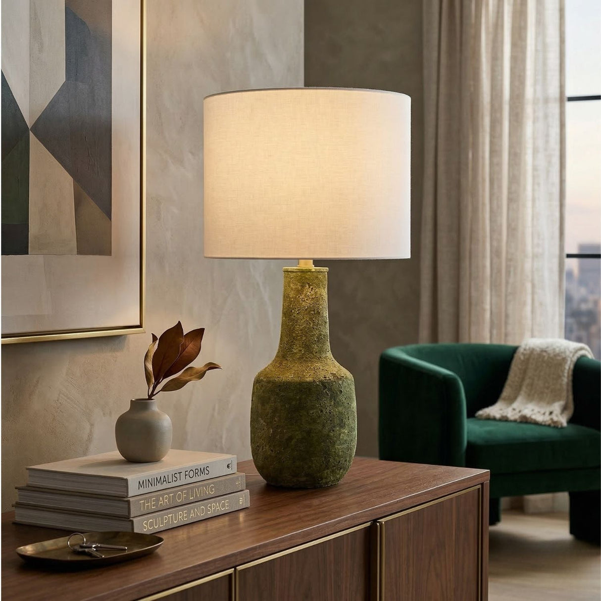 Modern European furniture - Rustic Green Ceramic Table Lamp - www.oroa.com