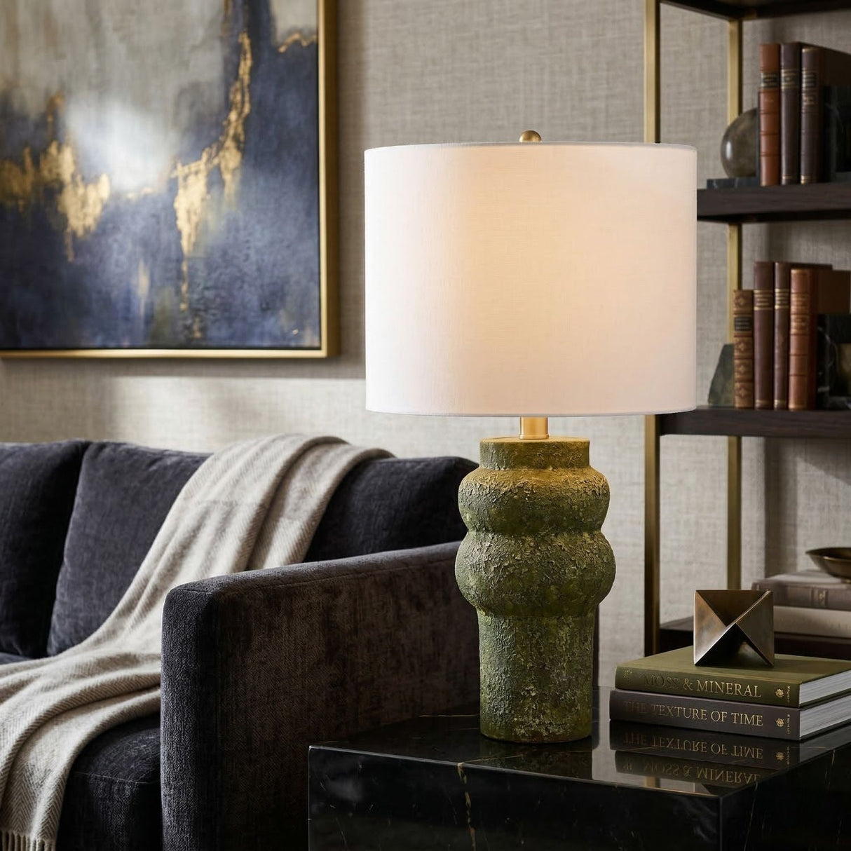 Modern European furniture - Rustic Green Ceramic Table Lamp - www.oroa.com