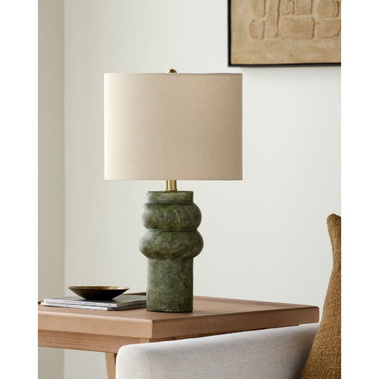 Modern European furniture - Handpainted Green Ceramic Table Lamp - www.oroa.com