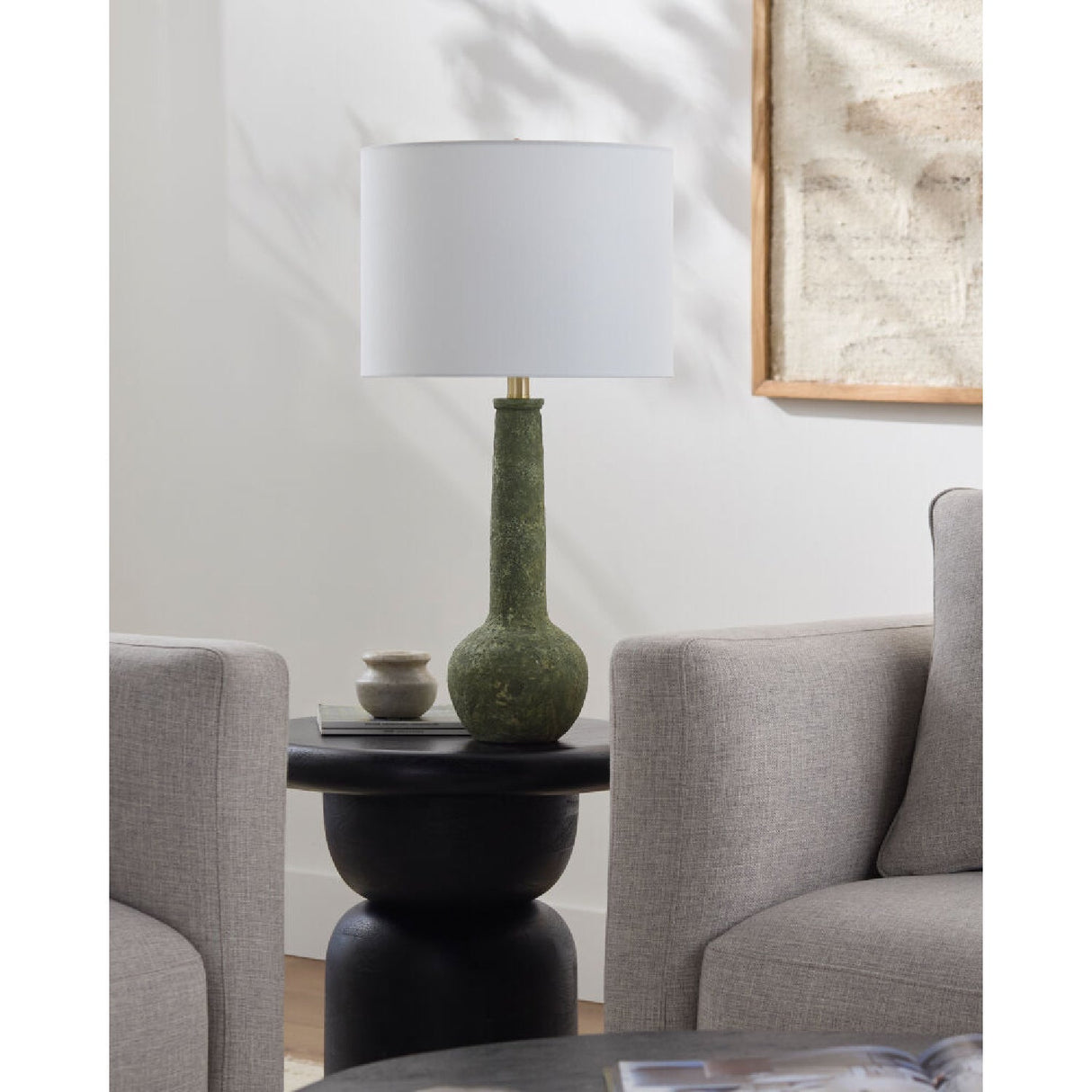 Modern European furniture - Rustic Green Ceramic Table Lamp - www.oroa.com