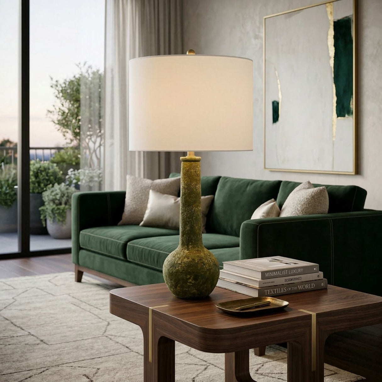 Modern European furniture - Rustic Green Ceramic Table Lamp - www.oroa.com