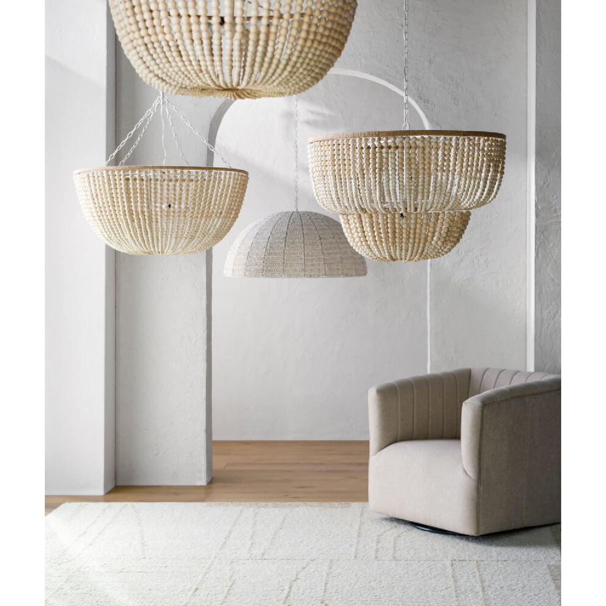 Modern European furniture - Cream Beaded Pendant Lamp - www.oroa.com