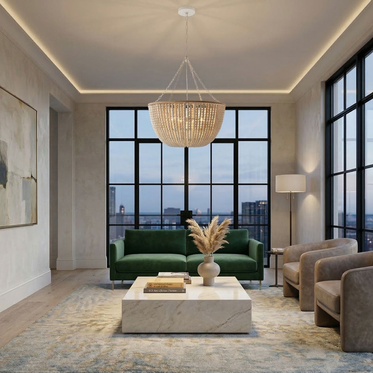 Modern European furniture - Cream Beaded Pendant Lamp - www.oroa.com