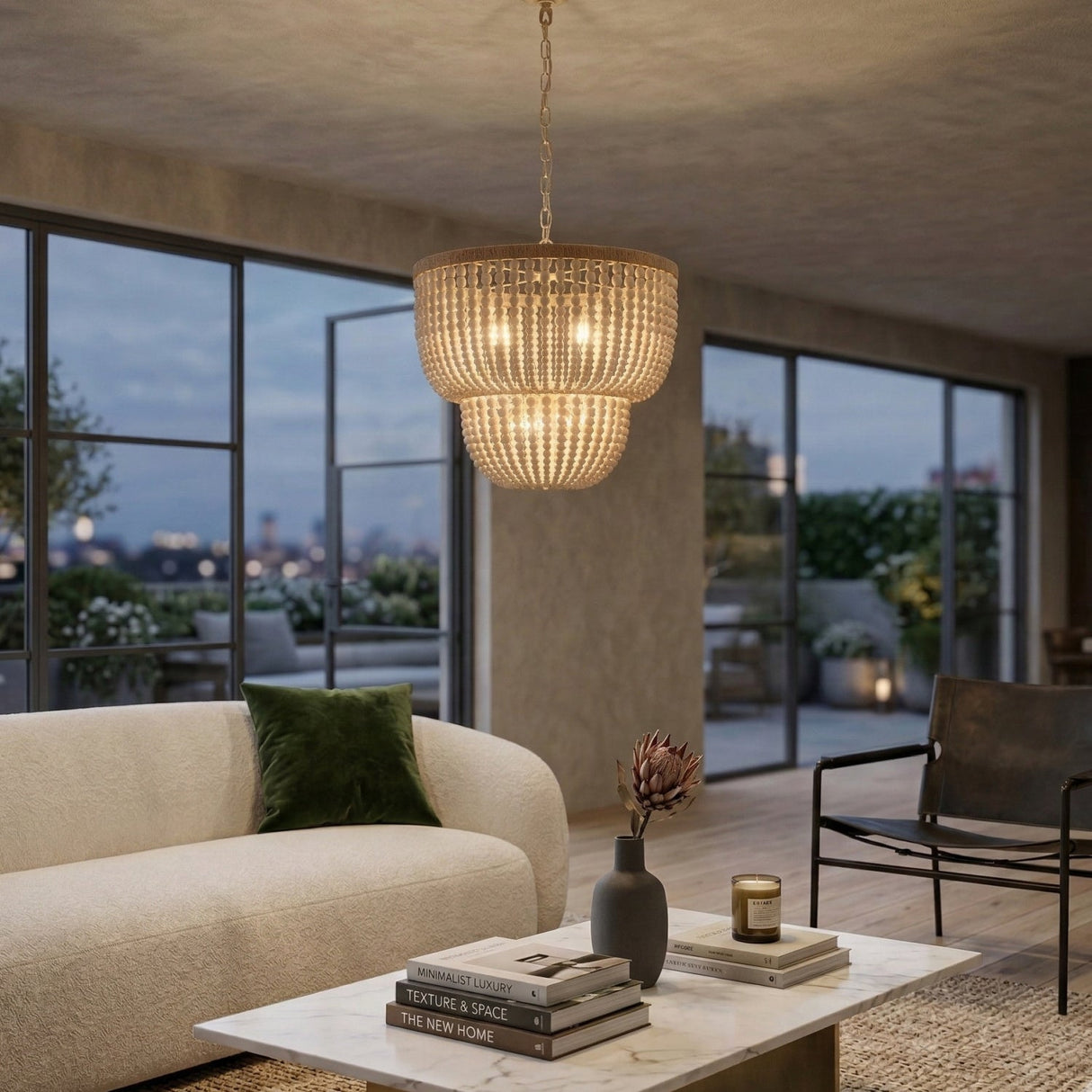 Modern European furniture - Cream Beaded Pendant Light - www.oroa.com