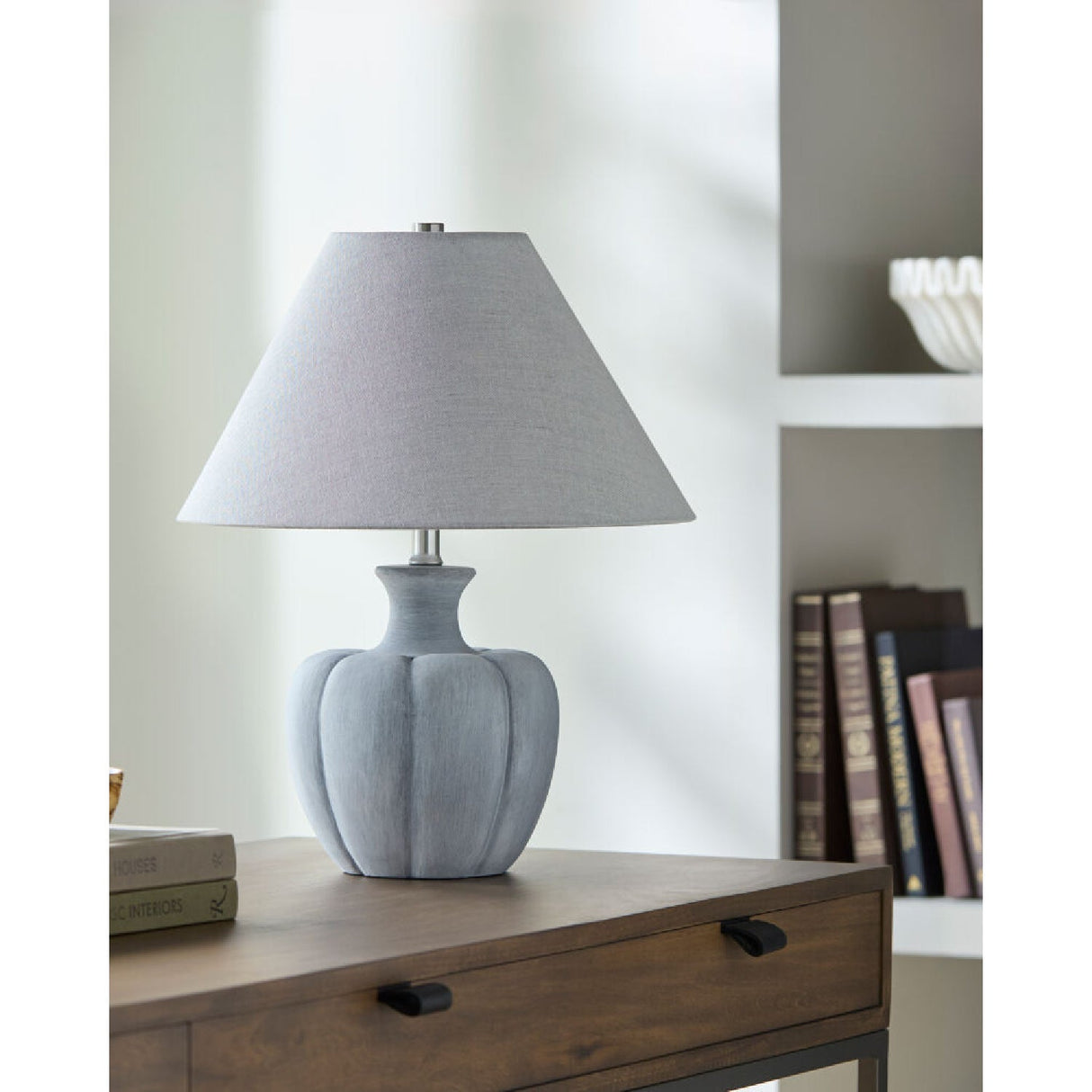 Modern European furniture - Gray Cement Linen Table Lamp - www.oroa.com