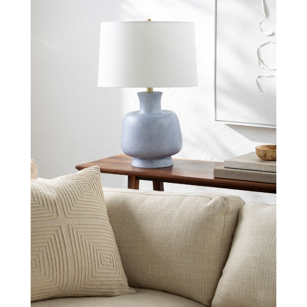 Modern European furniture - Painted Base Linen Table Lamp - www.oroa.com
