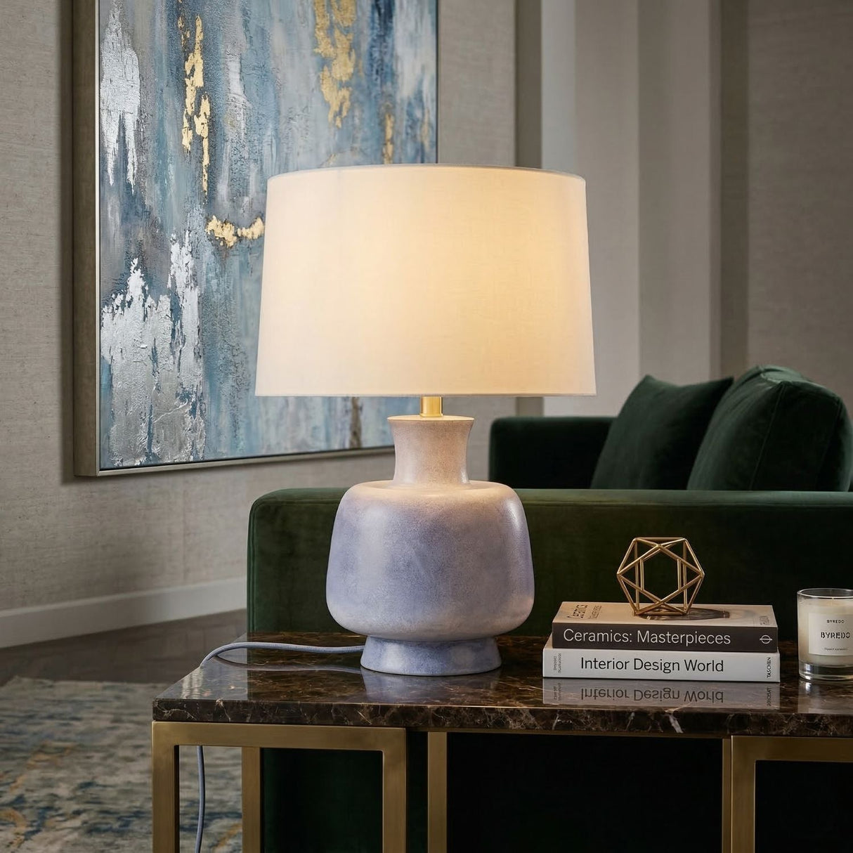 Modern European furniture - Painted Base Linen Table Lamp - www.oroa.com