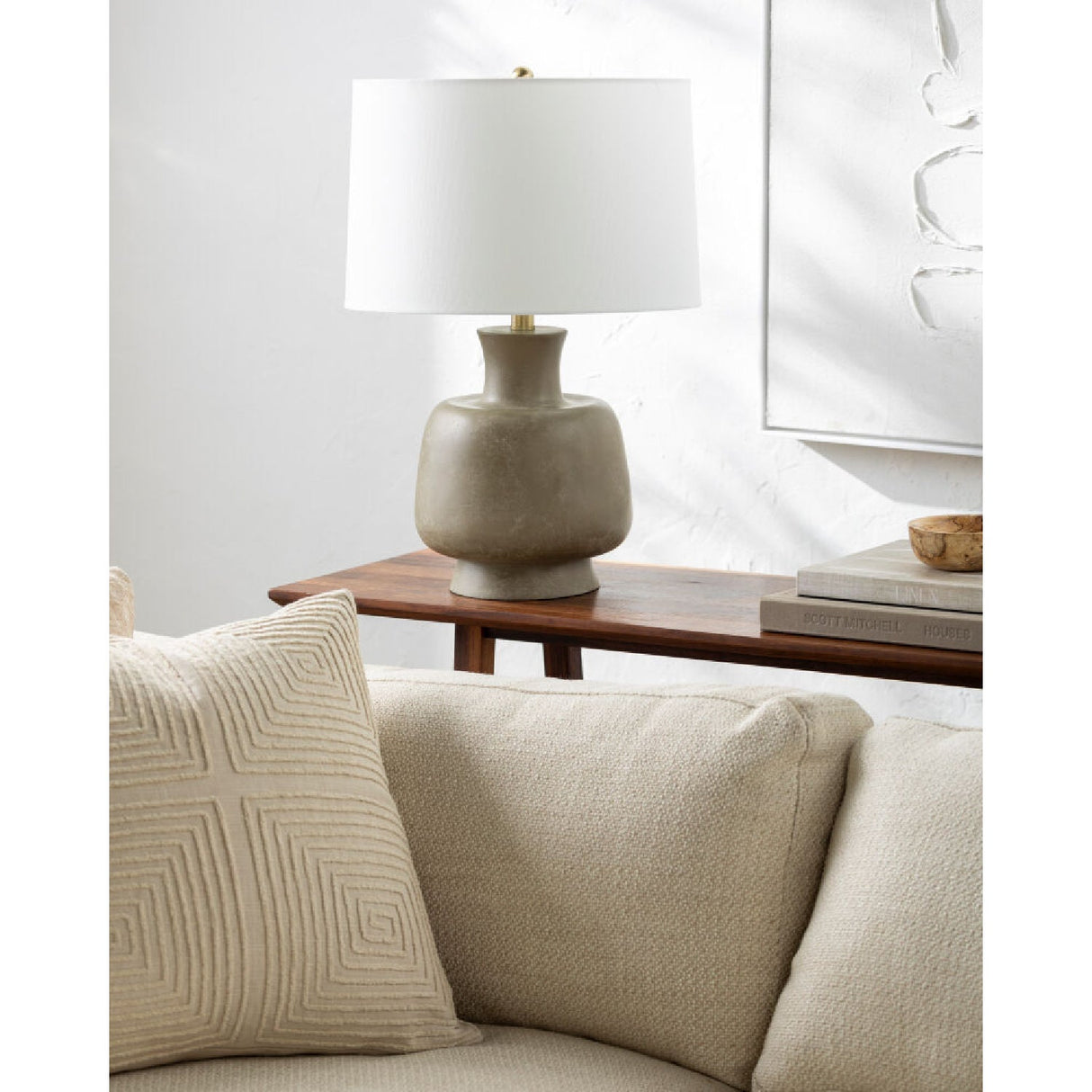 Modern European furniture - Painted Base Linen Table Lamp - www.oroa.com