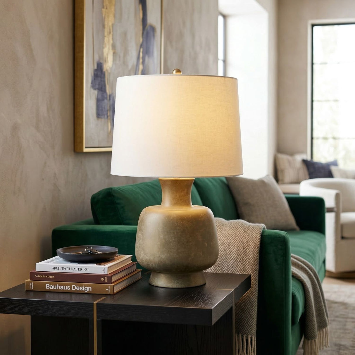 Modern European furniture - Painted Base Linen Table Lamp - www.oroa.com