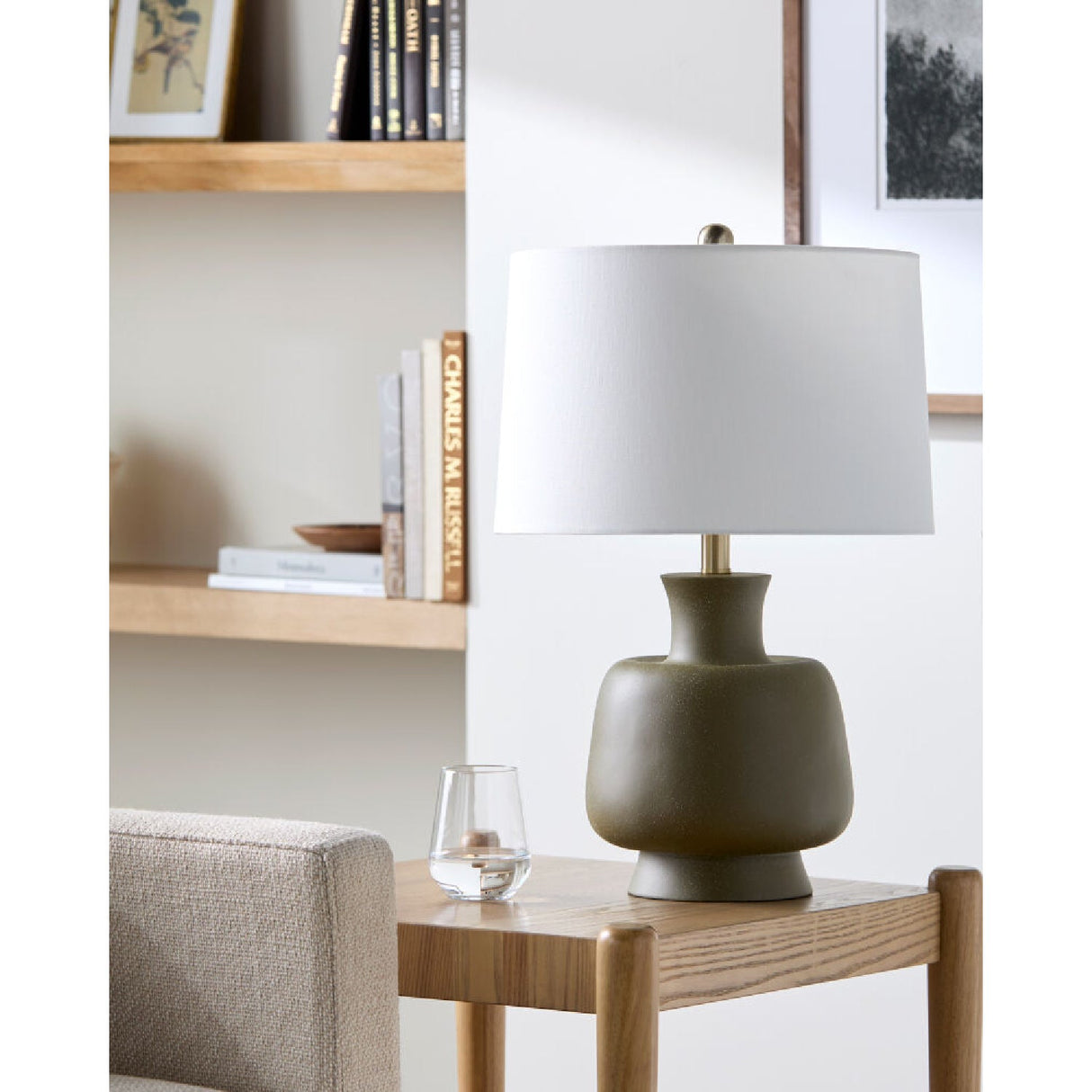 Modern European furniture - Painted Base Linen Table Lamp - www.oroa.com