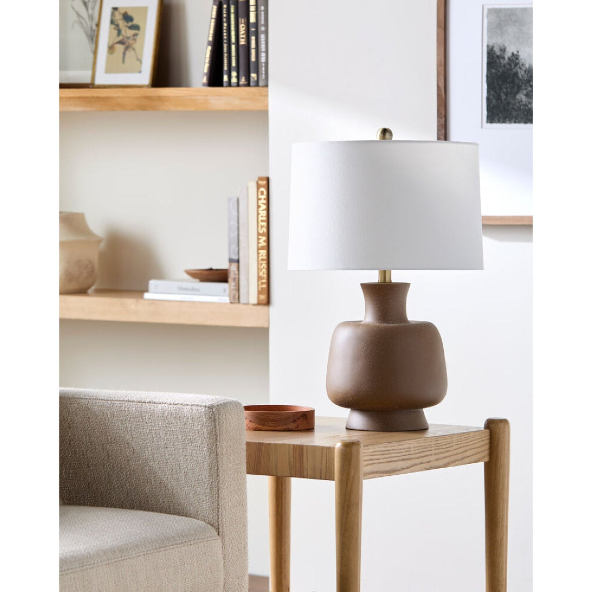 Modern European furniture - Painted Base Linen Table Lamp - www.oroa.com